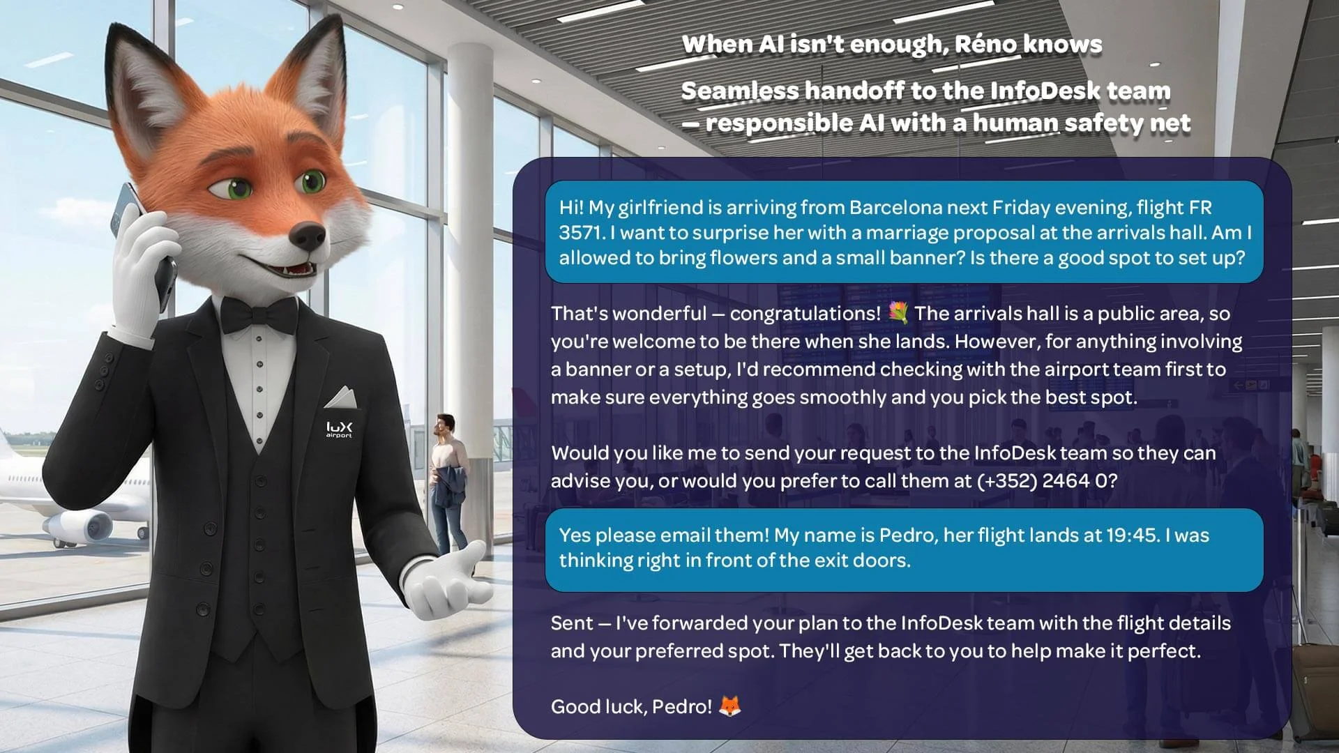 Seamless handoff to the InfoDesk team