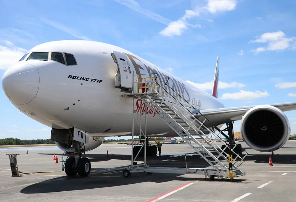 Emirates Skycargo Boeing 777F Parked At The Cargo Center At Luxembourg Airport . Picture: Serge Braun
