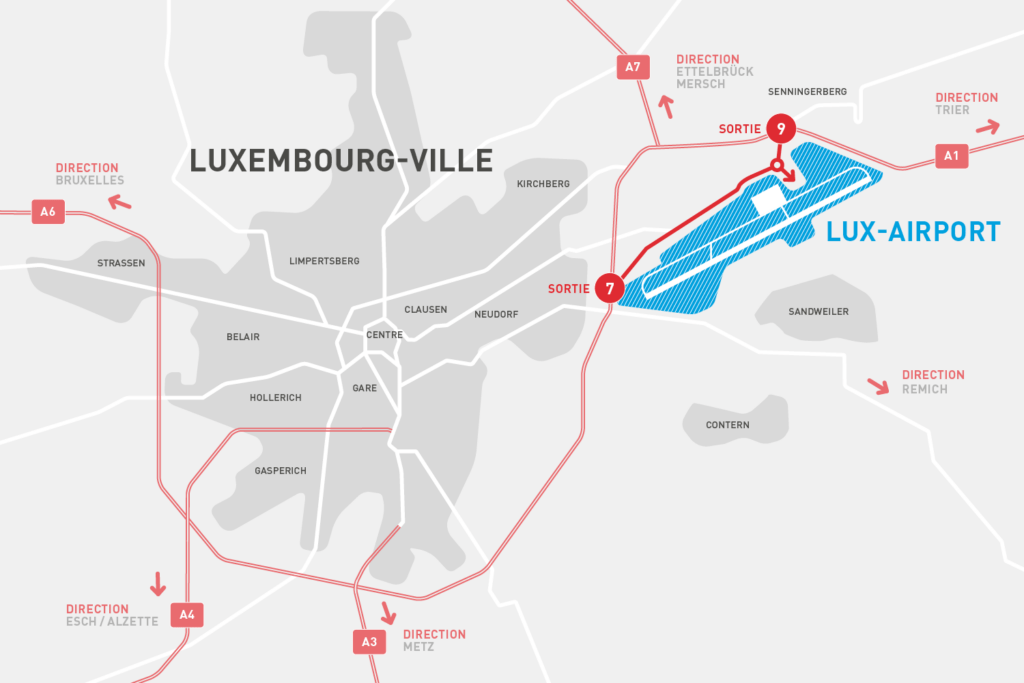 Carte Des Transports De L'aéroport De Luxembourg