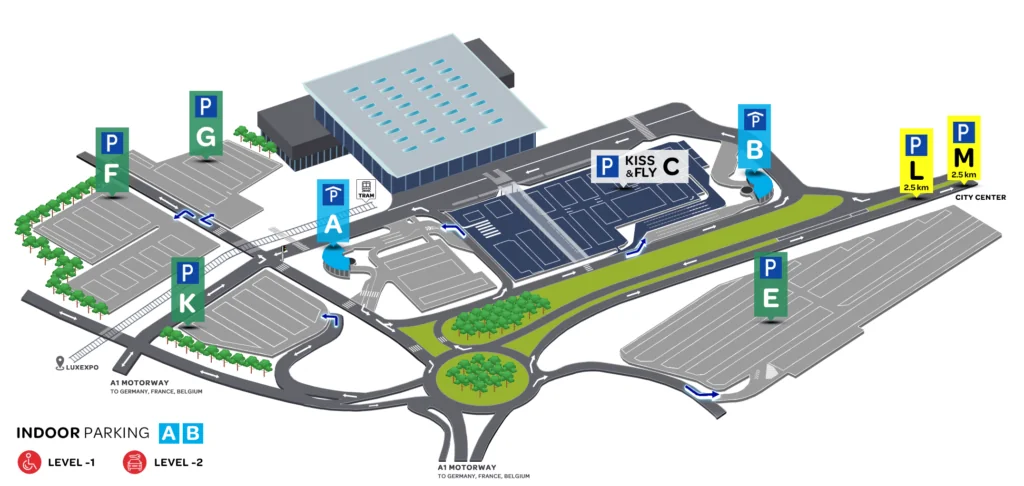 Luxembourg Airport Parking Map 1